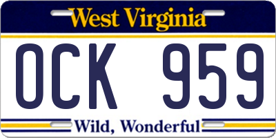 WV license plate OCK959