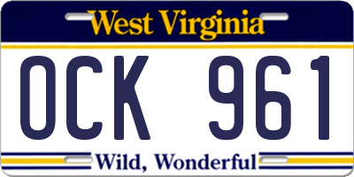 WV license plate OCK961