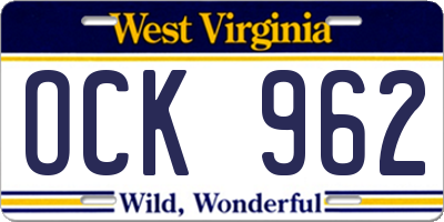 WV license plate OCK962