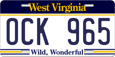WV license plate OCK965