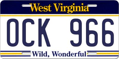 WV license plate OCK966