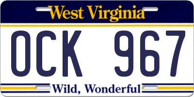 WV license plate OCK967