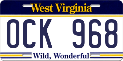 WV license plate OCK968