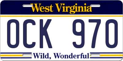 WV license plate OCK970