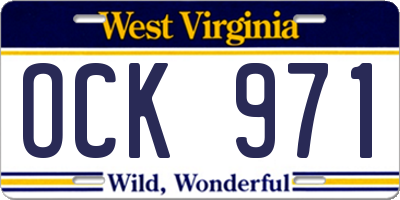 WV license plate OCK971