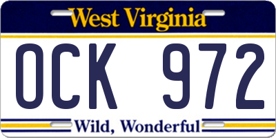 WV license plate OCK972