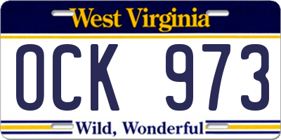 WV license plate OCK973