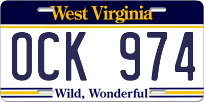 WV license plate OCK974