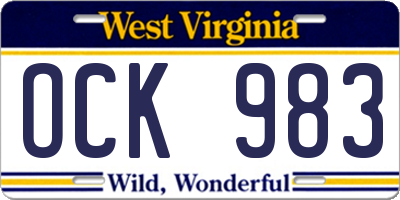 WV license plate OCK983
