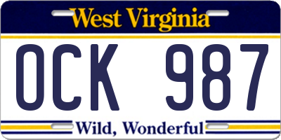 WV license plate OCK987