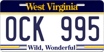 WV license plate OCK995