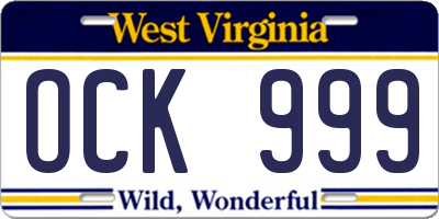 WV license plate OCK999