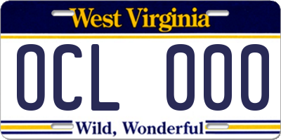 WV license plate OCL000