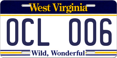 WV license plate OCL006