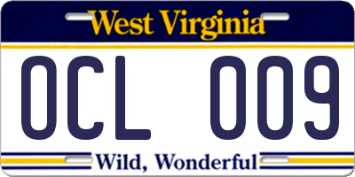 WV license plate OCL009