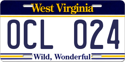 WV license plate OCL024