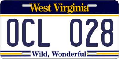 WV license plate OCL028