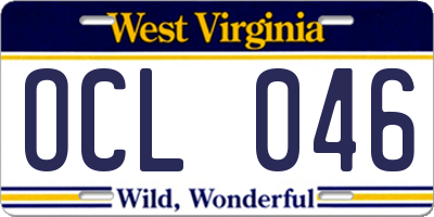 WV license plate OCL046