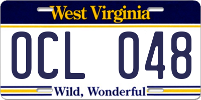 WV license plate OCL048