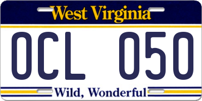 WV license plate OCL050