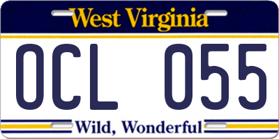 WV license plate OCL055