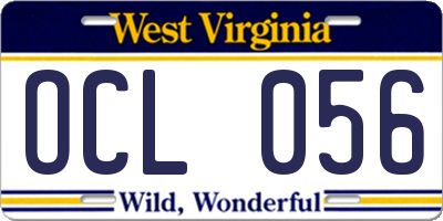 WV license plate OCL056