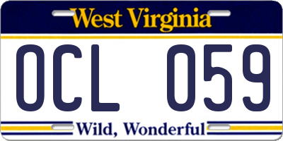 WV license plate OCL059