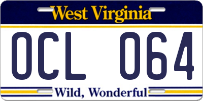 WV license plate OCL064