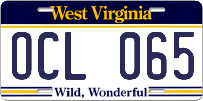 WV license plate OCL065