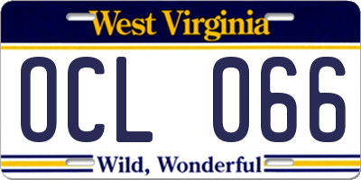 WV license plate OCL066