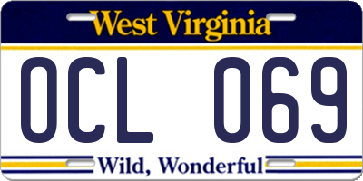 WV license plate OCL069