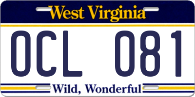 WV license plate OCL081