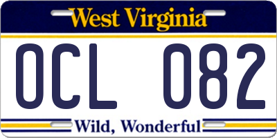 WV license plate OCL082