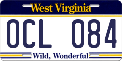 WV license plate OCL084