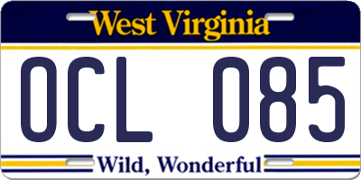 WV license plate OCL085