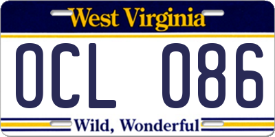 WV license plate OCL086