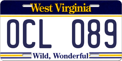WV license plate OCL089
