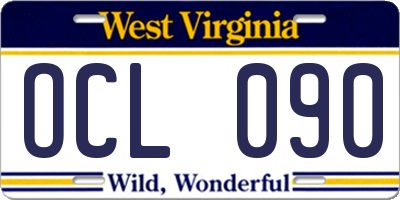 WV license plate OCL090