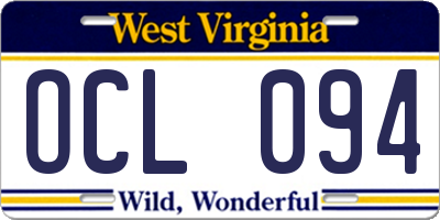 WV license plate OCL094