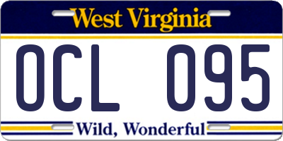 WV license plate OCL095