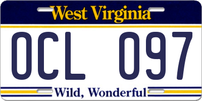 WV license plate OCL097