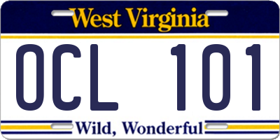 WV license plate OCL101