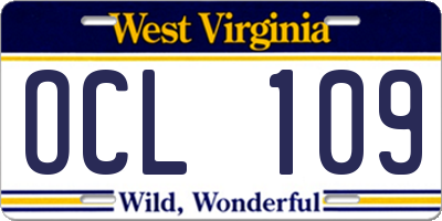 WV license plate OCL109