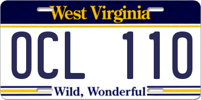 WV license plate OCL110