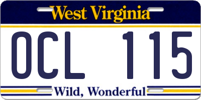 WV license plate OCL115