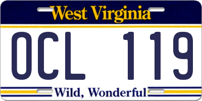 WV license plate OCL119