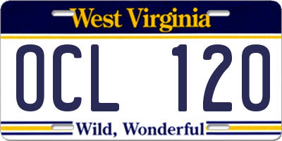 WV license plate OCL120