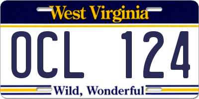 WV license plate OCL124