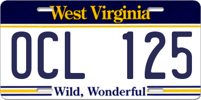 WV license plate OCL125