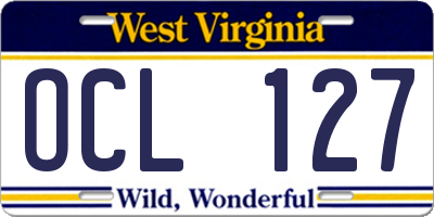 WV license plate OCL127